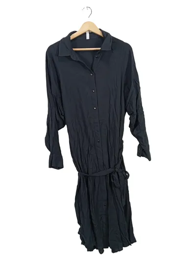 everme Damen Blusenkleid Langarm Schwarz Gr. 36/S Viskose Casual