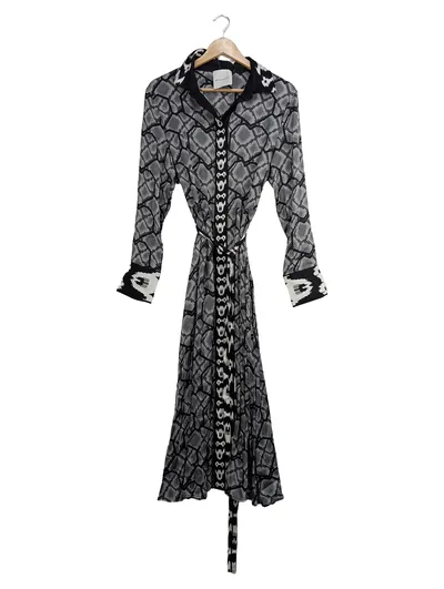 DELICATELOVE Damen Blusenkleid Gr. 40 L Animal-Print Schlangenmuster Midi