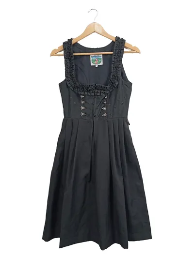 Turi Landhaus Dirndl Trachtenkleid Damen Gr. 34 Schwarz Rüschen