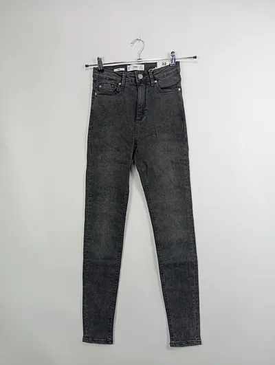 MNG Damen Jeans Slim Fit Gr. 32 Schwarz Casual Stretch Denim Hose