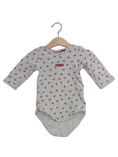 Kanz Baby Body Mädchen Langarm Gr. 62 Grau Blumenmuster
