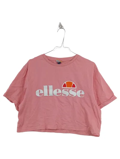 Ellesse Damen T-Shirt Crop Top Rosa Gr. 40/L Logo-Print Baumwolle
