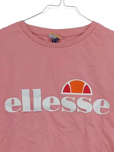 Ellesse Damen T-Shirt Crop Top Rosa Gr. 40/L Logo-Print Baumwolle
