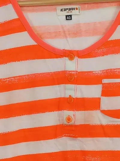 Icepeak Damen Top gestreift Orange Gr. 40;L Baumwolle Casual Ärmellos