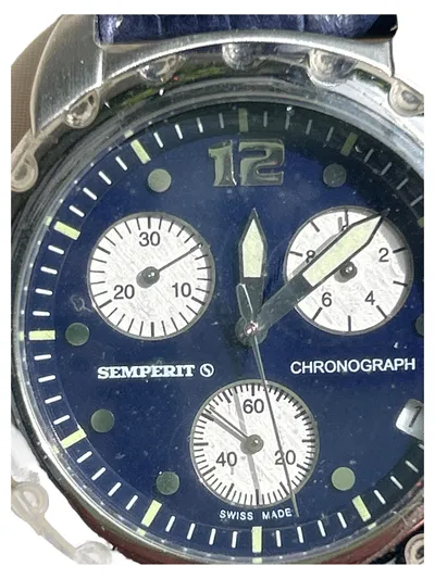 SEMPERIT Chronograph Herren Armbanduhr Leder Edelstahl Blau Business