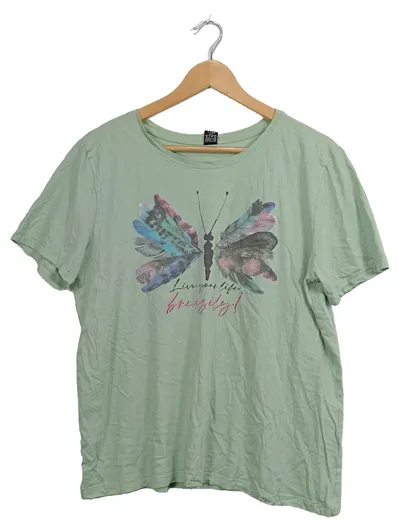 Blind Date Damen T-Shirt Gr. L 40 Grün Baumwolle Tiermotiv Kurzarm