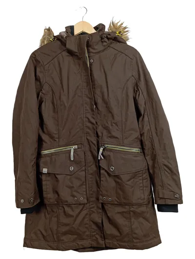 CMP Damen Parka Outdoor Jacke Braun Gr. 36 S Kapuze Fellbesatz