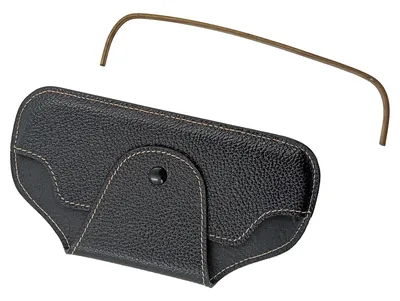 Brillenetui Leder Schwarz mit Druckknopf 16x8 cm Etui Brillenbox