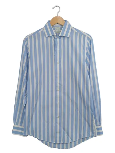 Brooks Brothers Herren Business Hemd gestreift Blau Gr. 14,1,2 Baumwolle