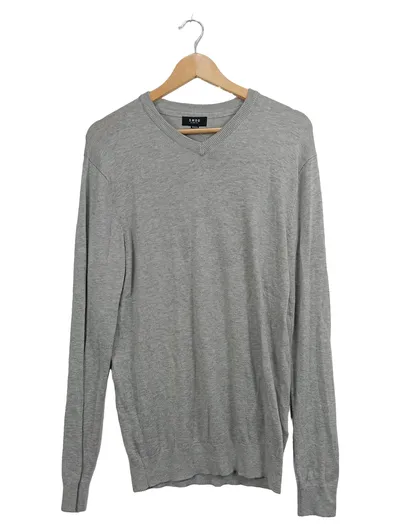 SMOG Herren Pullover V-Ausschnitt Langarm Grau Gr. 46/S Casual