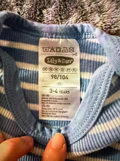 Lily & Dan Baby Body gestreift Gr. 98/104 blau Baumwolle