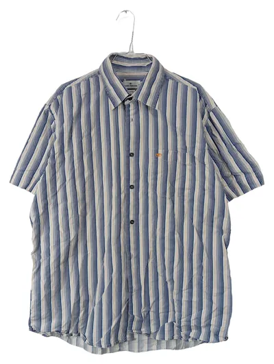 Tom Tailor Herren Kurzarm Freizeithemd Gestreift Blau Gr. XL