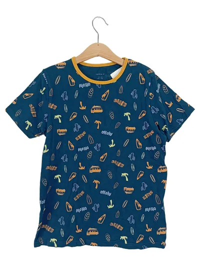 Name It Kinder T-Shirt Jungen Gr. 134x140 Blau Hawaii Strand Surfer