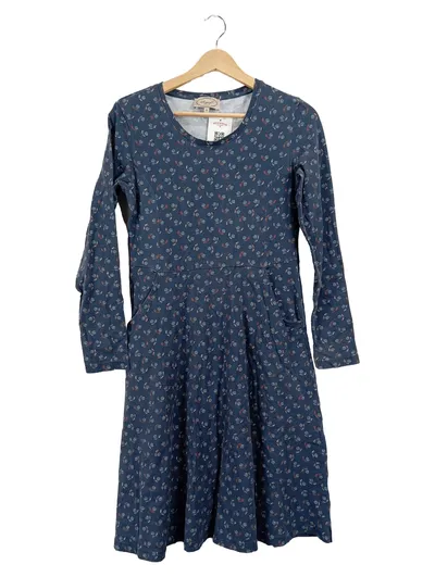 Sorgenfri Sylt Damen Freizeitkleid Langarm Blumenmuster Gr. 36/S Blau