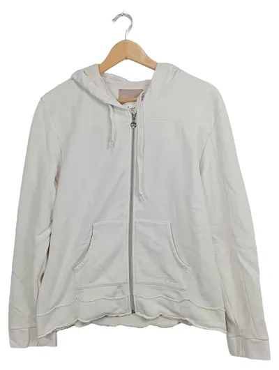 81hours Sweatjacke Damen Beige Kapuze Reißverschluss Baumwolle Gr. 38 M