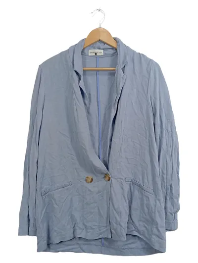Lefties Damen Blazer Gr. 36/S Blau Casual Leinen-Mix