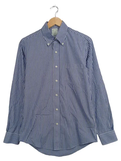 Brooks Brothers Business Hemd Herren Gestreift Blau Baumwolle Gr. 50 L
