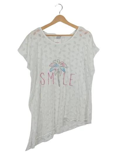 LIBERTY WOMAN Damen T-Shirt Palmen-Print Strass Gr. M Casual