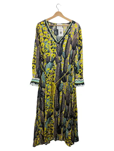 DELICATELOVE Sommerkleid Damen Gr. 40 L Mehrfarbig Kaktus Muster Viskose
