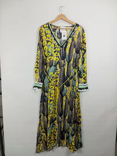 DELICATELOVE Sommerkleid Damen Gr. 40 L Mehrfarbig Kaktus Muster Viskose