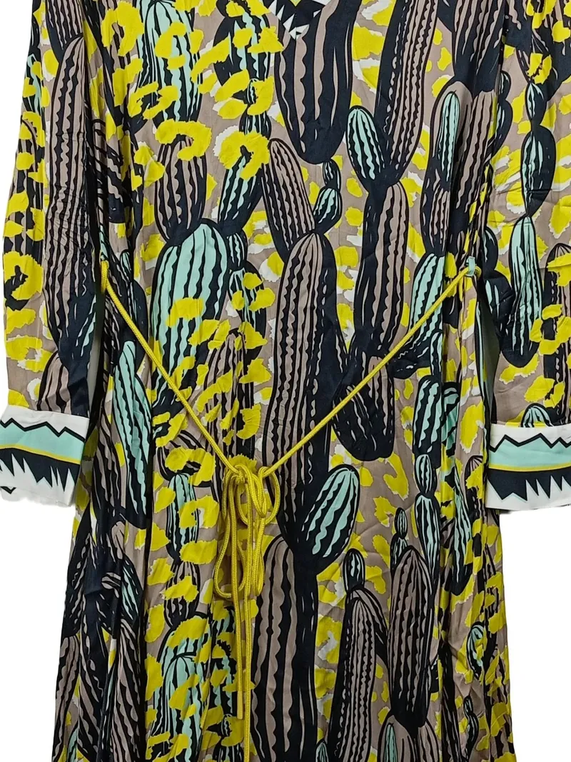 DELICATELOVE Sommerkleid Damen Gr. 40 L Mehrfarbig Kaktus Muster Viskose 3