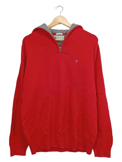 Pierre Cardin Herren Pullover Rot Gr. 52/XL mit Reißverschluss