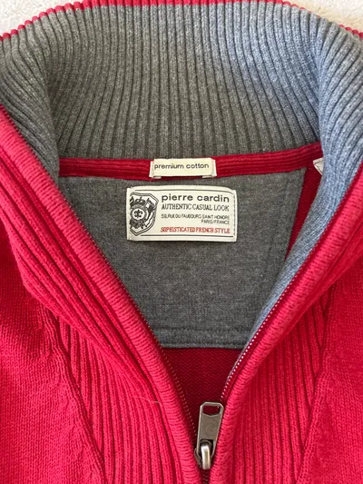 Pierre Cardin Herren Pullover Rot Gr. 52/XL mit Reißverschluss