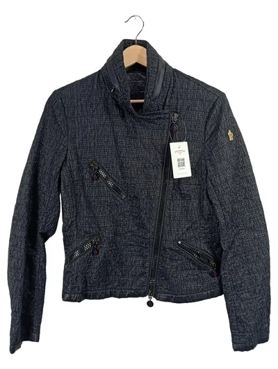 Moncler Damen Steppjacke Gr. 40 Grau Polyamid Biker-Style