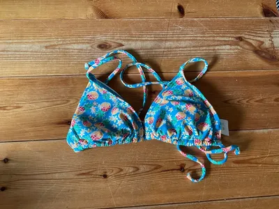 Maui Wowie Bikini Oberteil Damen Ananas Muster Blau Gr. 36