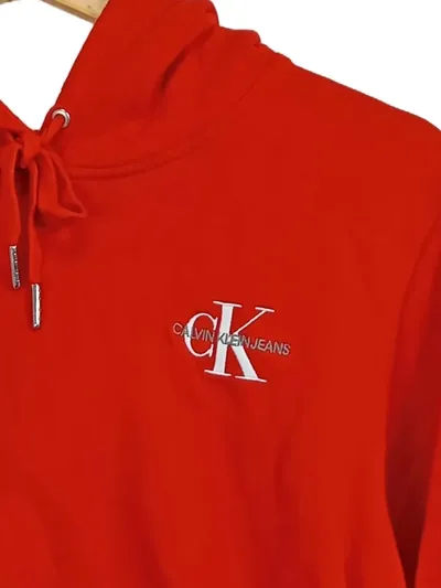 Calvin Klein Jeans Damen Kapuzenpullover Hoodie Rot Gr. 38/M Logo-Print