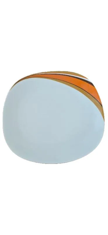 Schirnding Bavaria Servierplatte Porzellan Orange Streifen Retro 24cm