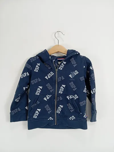 U.S. Polo Assn. Kinder Kapuzenpullover Blau Gr. 98 Casual Reißverschluss