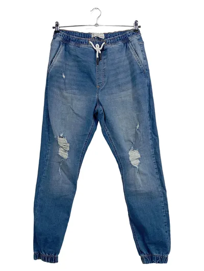 Denim Co Herren Destroyed Jeans Jogger Hose Gr. 40 Blau Streetwear