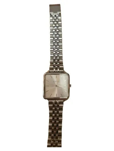 BURKER Herren Armbanduhr Edelstahl Silber Quadratisch Minimalistisch Alltag 22cm