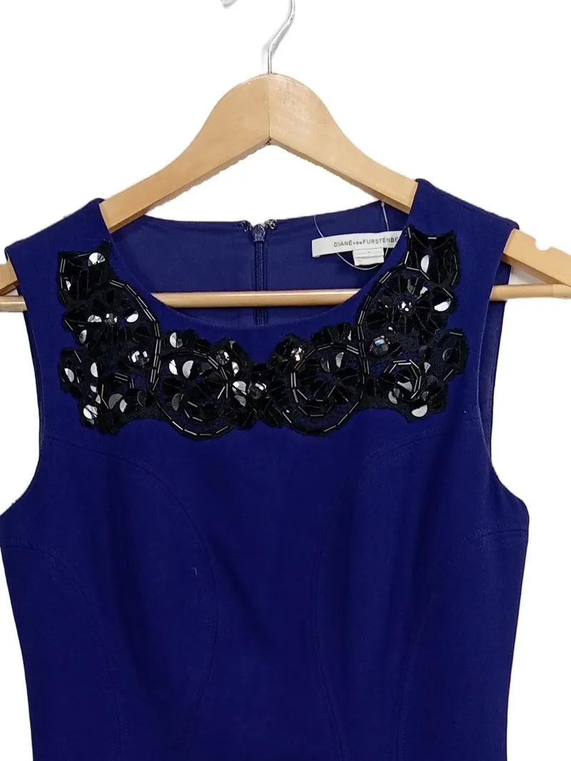 Diane von Furstenberg Businesskleid Damen Gr. 38/M Blau Elegant Ärmellos 3