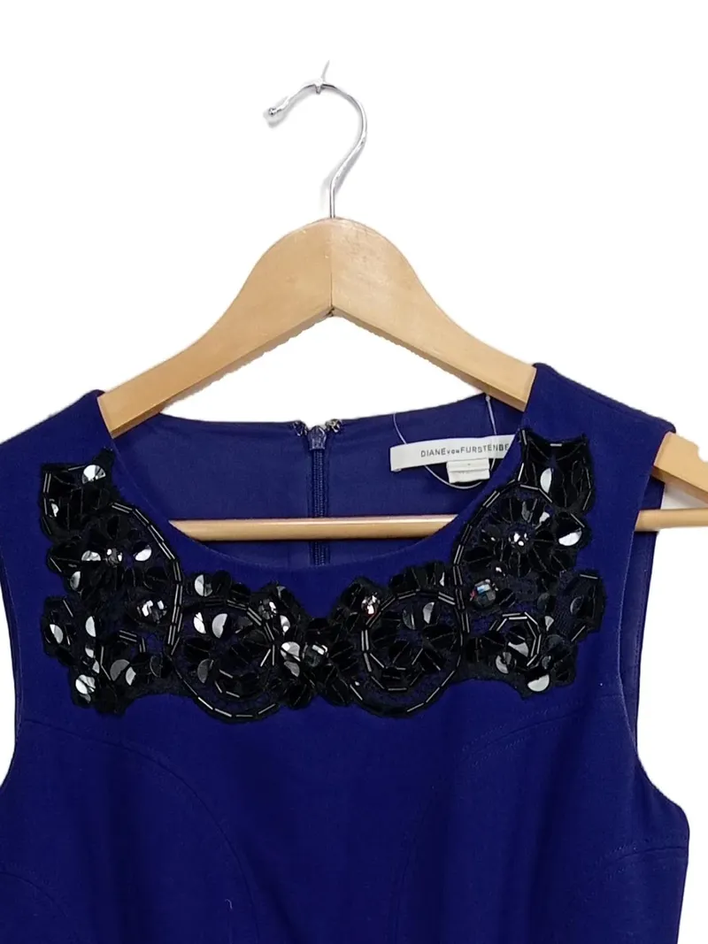 Diane von Furstenberg Businesskleid Damen Gr. 38/M Blau Elegant Ärmellos 5