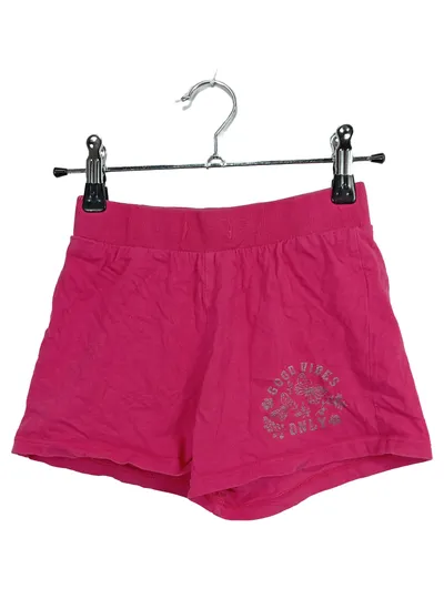 BONPRIX Shorts Mädchen Pink Gr. 128 Baumwolle Glitzer Tiermotiv Ripp