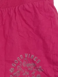 BONPRIX Shorts Mädchen Pink Gr. 128 Baumwolle Glitzer Tiermotiv Ripp 3