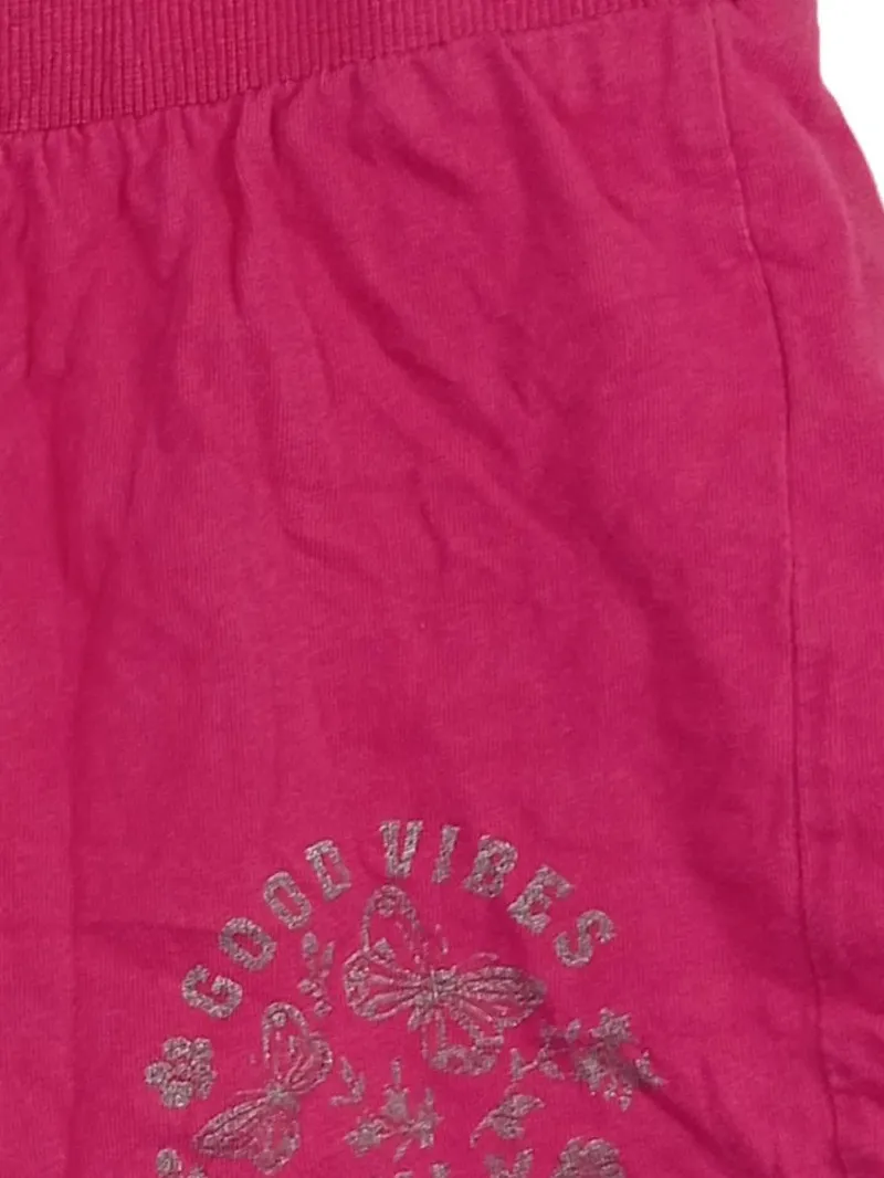 BONPRIX Shorts Mädchen Pink Gr. 128 Baumwolle Glitzer Tiermotiv Ripp 3