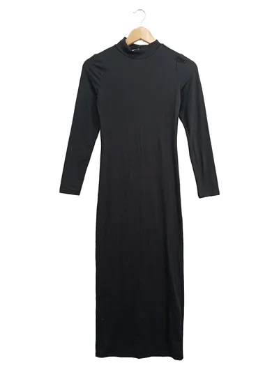 Miss Selfridge Damen Maxikleid Gr. 32 Schwarz Rollkragen Langarm