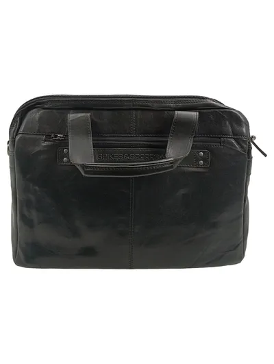 Spikes & Sparrow Leder Laptoptasche Aktentasche Schwarz Business 43cm