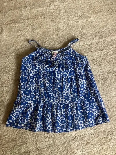 Mini Boden Mädchen Top Blumenmuster Blau Weiß Gr. 152 11-12 Jahre