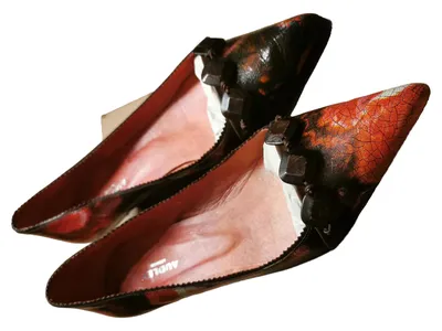 AUDLEY Damen Pumps Gr. 38 Leder Abstrakt Mehrfarbig Elegant Slip-On