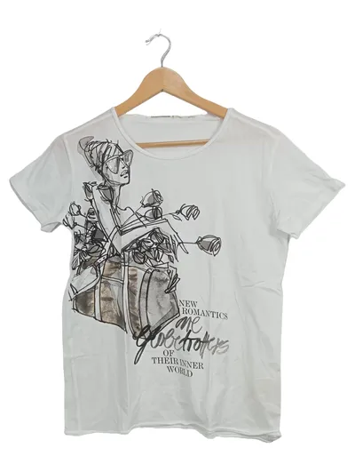 Schumacher Damen T-Shirt Gr. 38/M Weiß Grafischer Print Kurzarm Baumwolle