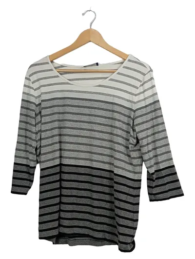 Fiora Blue Damen Langarmshirt Gestreift Baumwolle Freizeit Gr. 42 XL