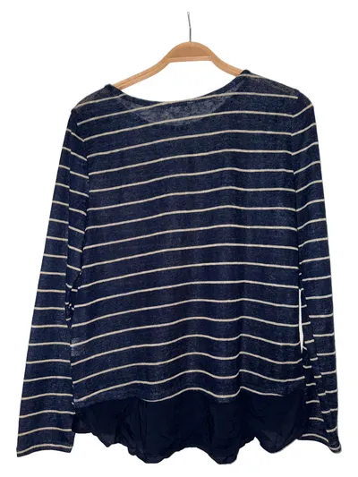 Springfield Damen Langarmshirt gestreift Blau Gr. 40/L Casual Polyester