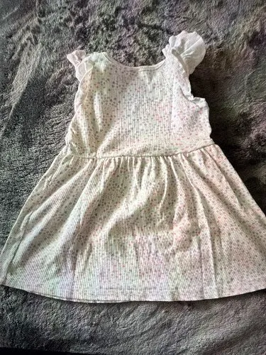 LILY & DAN Mädchen Freizeitkleid Gr. 86-92 Baumwolle Grün Blumenmuster
