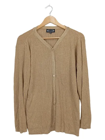 Cecilia Classics Damen Strickjacke Gold Gr. 40/42 Metallic Rippstrick