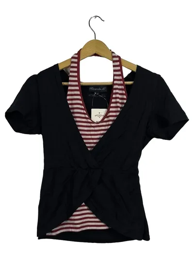 Ricarda M. Damen Top Gr. 38 Schwarz Rot Gestreift Wickeloptik