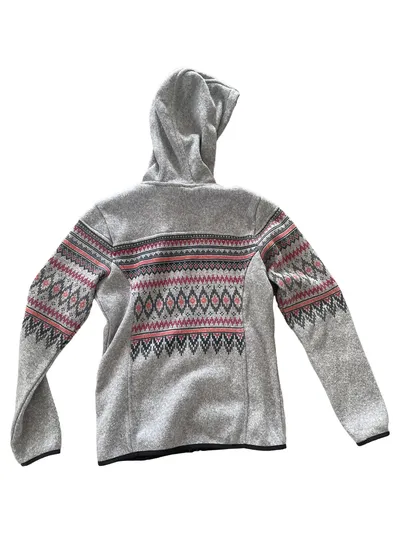 CMP Damen Fleecejacke mit Kapuze Gr. 38 Grau Norwegermuster Outdoor